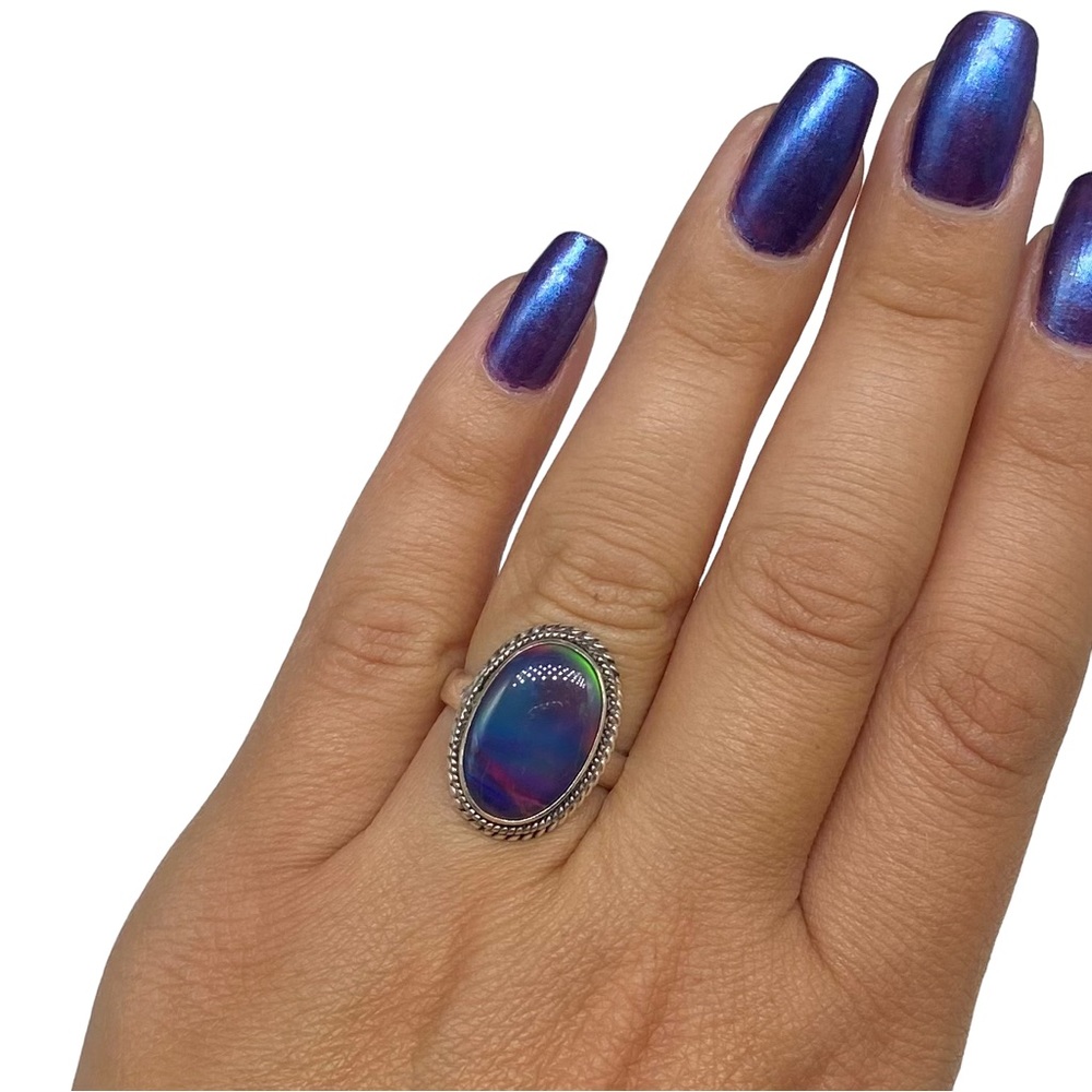 Aura Fire Opal Solid Sterling Silver 925. - image 2